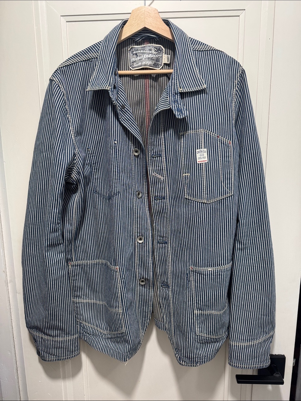 Vintage Diesel Industry Striped Denim Chore Coat SZ L